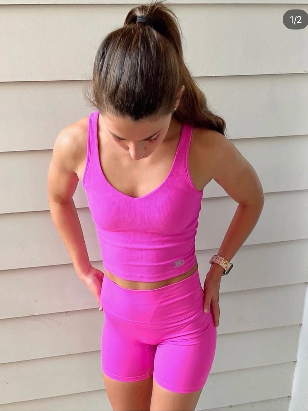 J80 Fit Ribbed Pink Crop Top